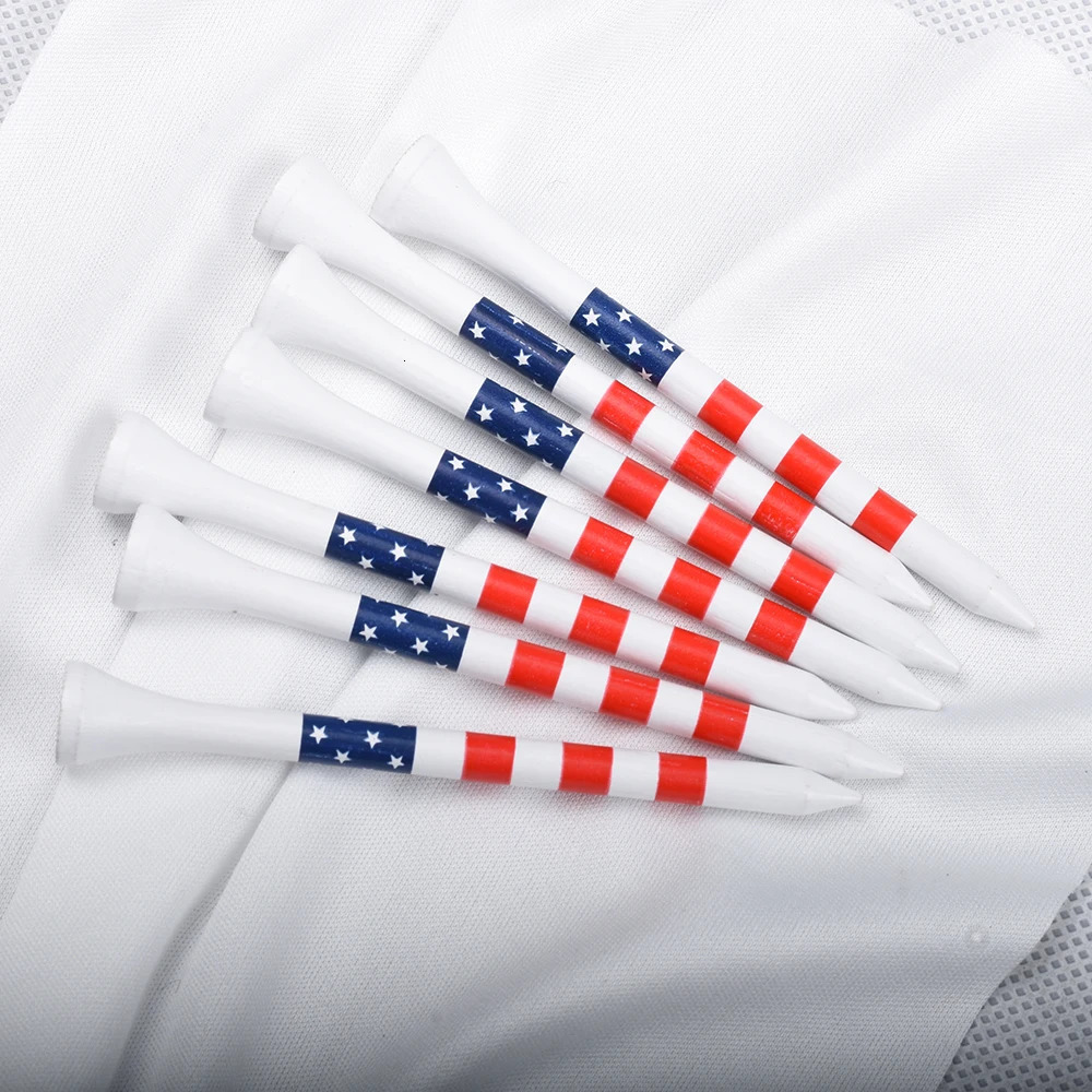 50 Pcs American Flag Style Durable Bamboo Golf Tees HighQuality LongDistance Hitting Professional Friction Reducing Tee 260408