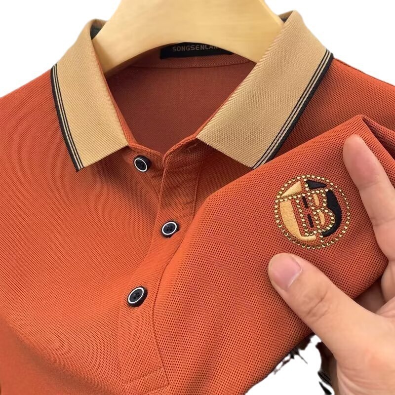 2026 New Designer Luxury Brand Summer New Breathable Casual Men's Short Sleeved T-shirt Embroidered Lapel Polo Shirt Large Size Versatile Men