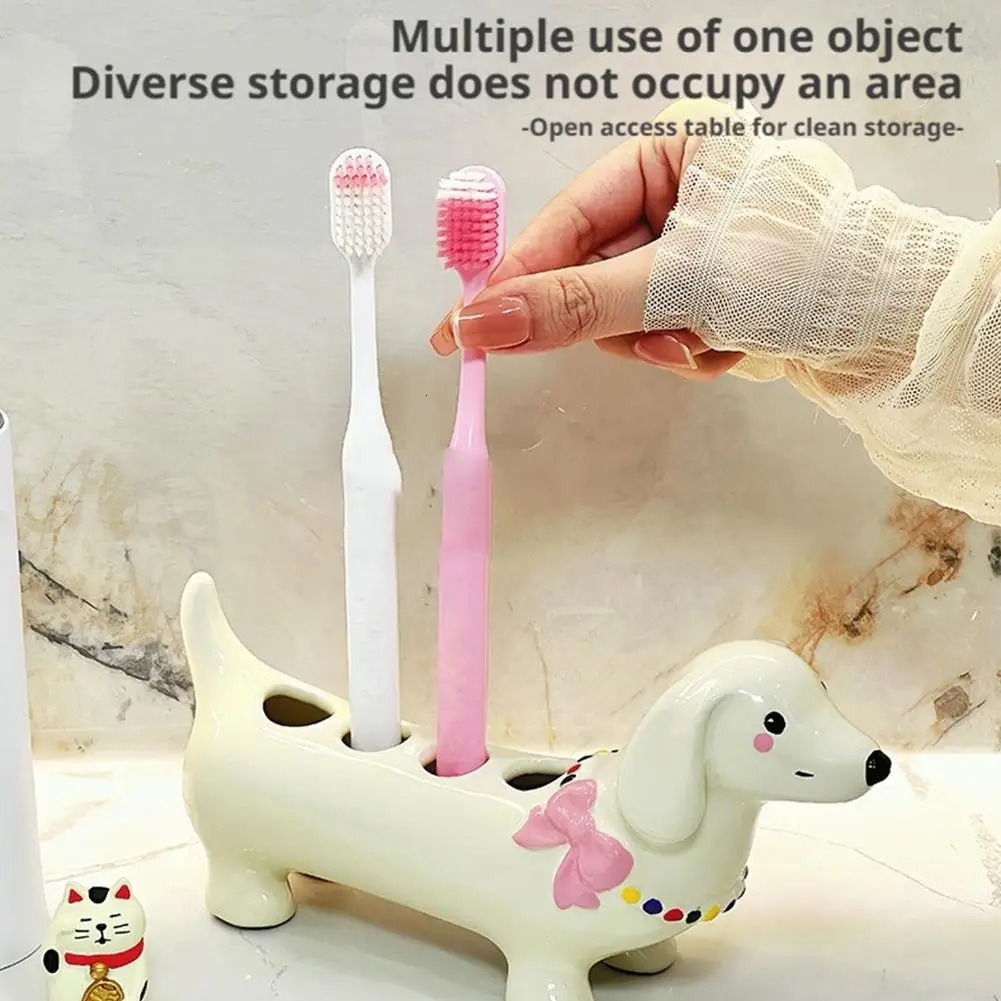 Dachshund Ceramic Toothbrush Holder Storage Rack Bathroom Sink Washstand Toothbrush Base Bathroom Decoration 260408 - view 6