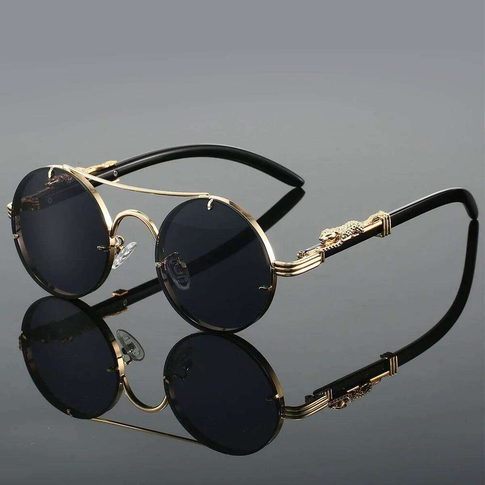 Retro Round Metal Sunglasses Fashion Pilot Gradient Driving Men's Shades Women Vintage Trendy Brand Design Sun Glasses 26Y0409