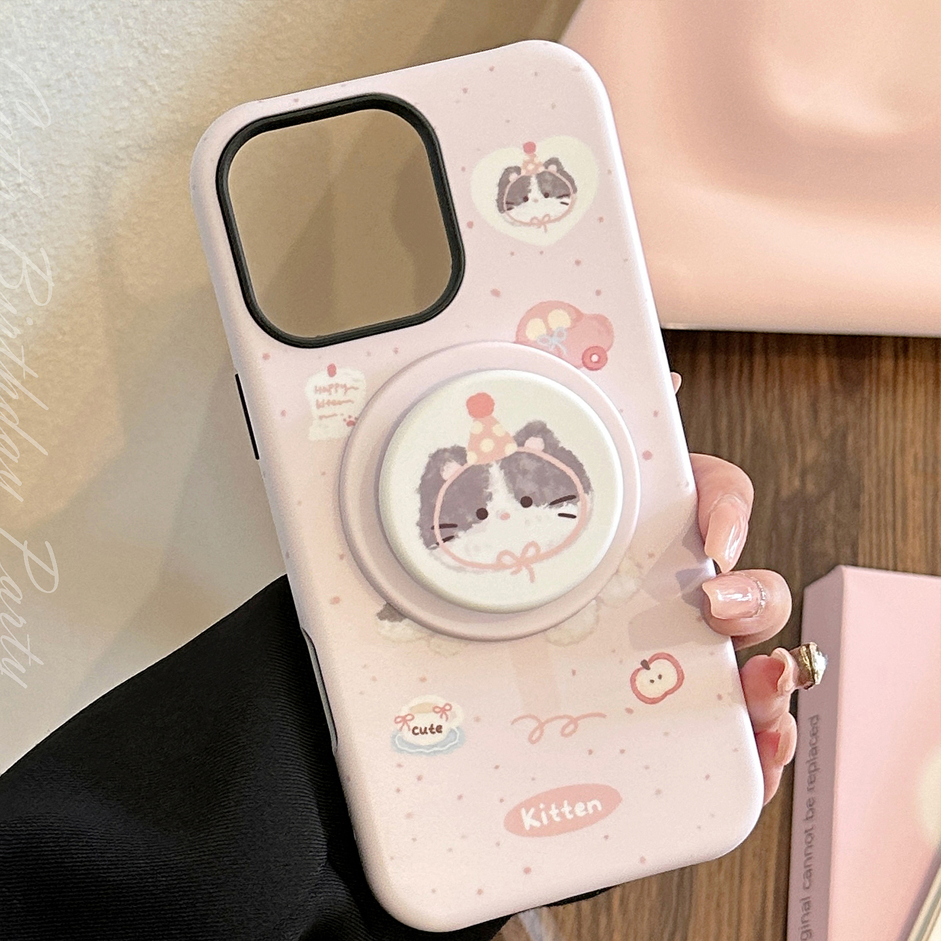 Cute Cat Magnetic Stand Case for iPhone 16 17 Pro Max