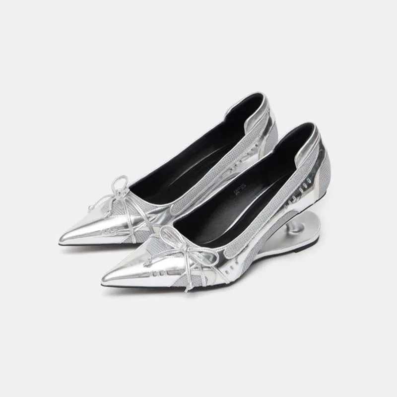 Womens High Heels Bow Mary Jane Shoes New Designer Shallow Single Shoes Non-Slip Women Casual Shoes Slip on Pointed Toe Pumps L260409