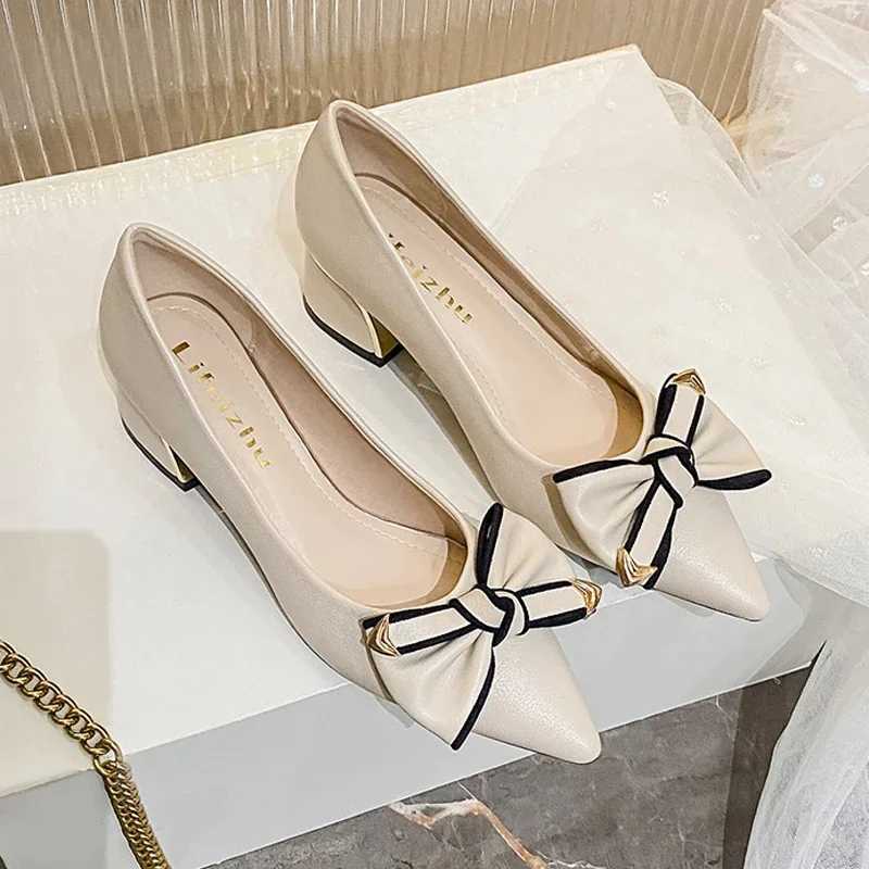Plus Size Shoes for Women Modern Pumps Spring Summer New Girl Pointed Toe Casual High Heels Shoes Bowknot Wedding Shoes L260409