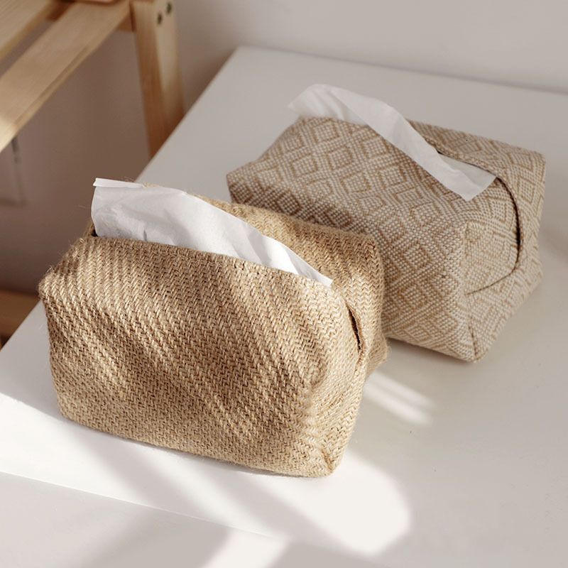 Tissue Box Japanese Style Cotton Linen Simple Ins Style Woven Design Storage Bag Creative Home Living Room Dining Table Decoration