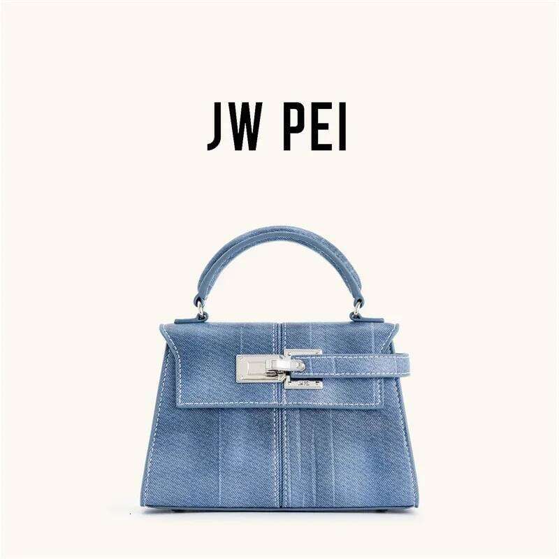 JW PEI Women S Handbag Elise Designer Fashion New Denim Blue Tote Small Square Crossbody Premium Women Bag