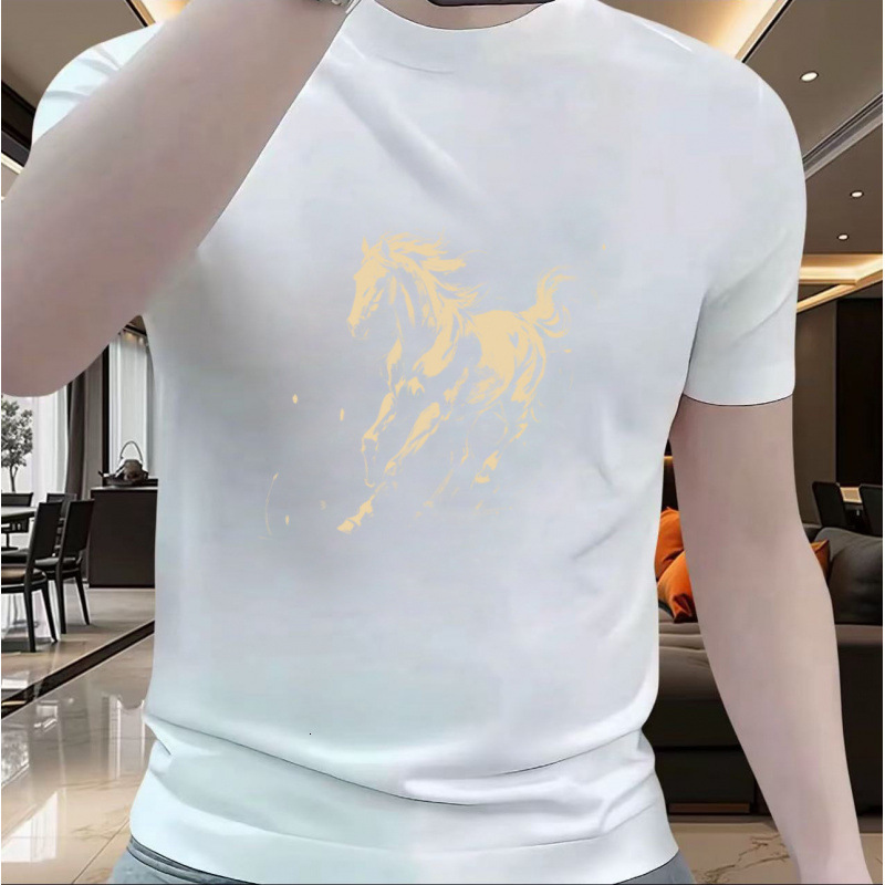 Cotton Short Sleeved T-shirt 2026 Year Of The Horse New Year Designer Luxury Brand Men's Fashion Breathable Trend Brand Top Men's Short Slee