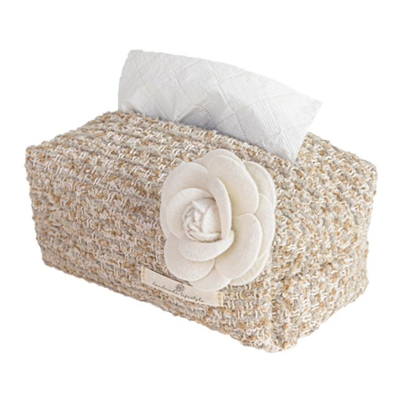 Tissue Box French Style Camellia Living Room Coffee Table Decoration Light Luxury High End Desktop Storage Tissue Bag