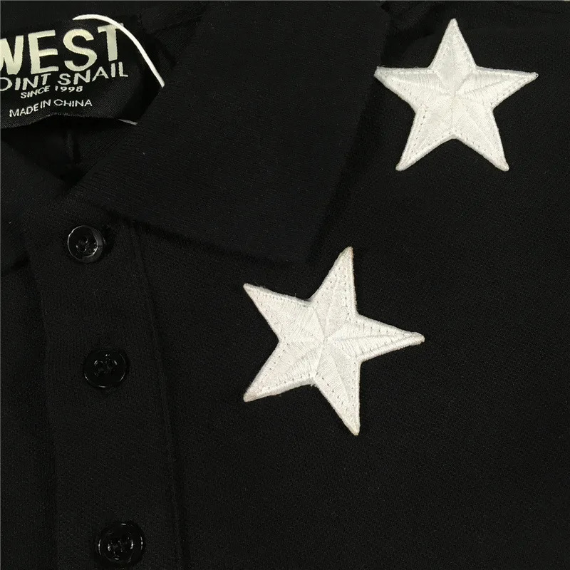 High Novelty Embroidered 7 4 Stars Collar Cute crown Casual Polo Shirts Shirt Skateboard Cotton Polos Top Tee 046 260409