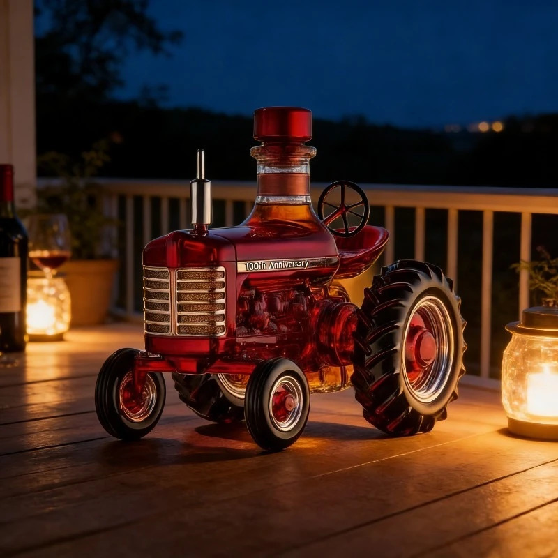 Creative Tractor Shape Glass Whiskey Decanter with Horse Lid Novelty Farm Style Liquor Dispenser Bar Tool Gift for Whiskey 260408