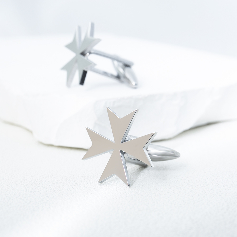 Men's Stainless Steel French Cufflinks with Cross Design, Designer Studs, Suit Accessories, Metal Buttons, Shirt