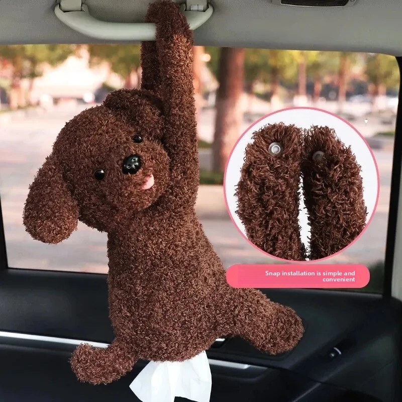 Tissue Box Cute Lovely Teddy Dog Plush Holder For Car Armrest Seat Creative Woman Accessories