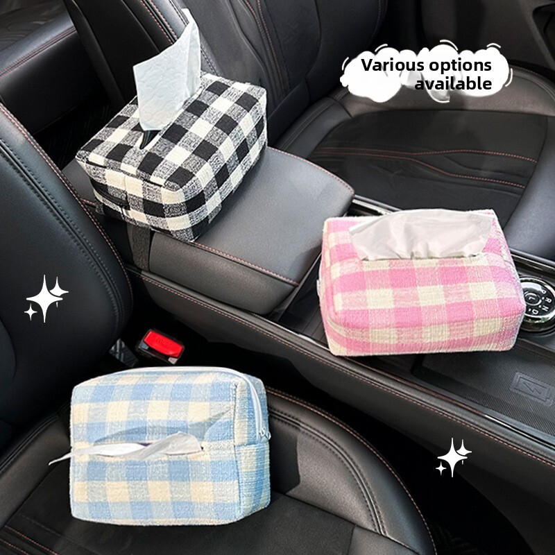 Tissue Bag Black White Striped Plaid British Style Creative Fabric Car Hanging Box Multifunctional High End Storage