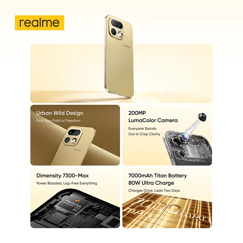 realme 16 Pro NFC Smartphone 6.78" 144Hz AMOLED Display Dimensity 7300-Max 5G Chipset 200MP Main Camera 50MP Selfie Camera IP69 Pro
