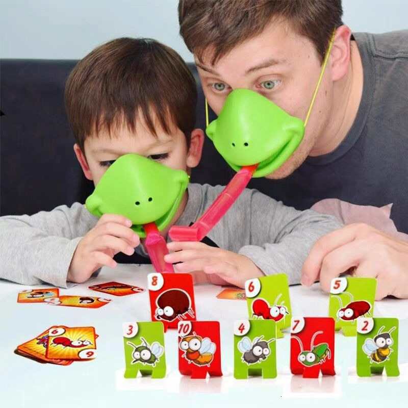 Explosive Frog Mouth Tongue Mask Lizard Poker Interactive Desktop Game Card Puzzle Toy