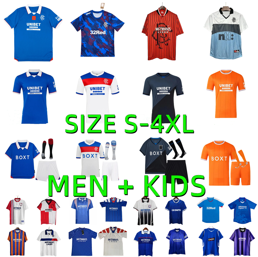 25 26 Glasgow Soccer Jerseys 2025 2026 RangersS FC LUNDSTRAM HAGI BARKER MORELOS TAVERNIER KENT TILLMAN 1995 1996 Retro GASCOIGNE Football Shirt men kids kit