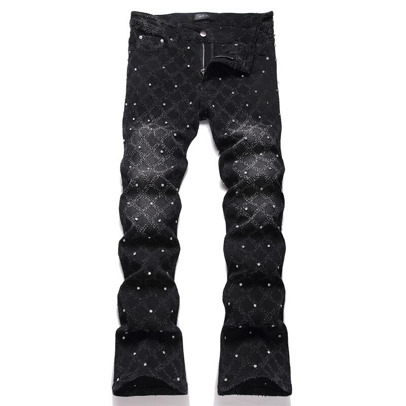 Luxury Brand Designer Clothes American High-End Flared Jeans For Men, Trendy Slim Straight High Street Youth Luxury Casual Long Pants