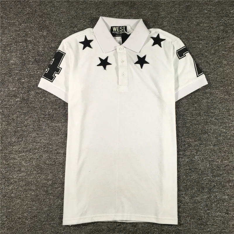 High Novelty Embroidered 7 4 Stars Collar Cute crown Casual Polo Shirts Shirt Skateboard Cotton Polos Top Tee 046 260409