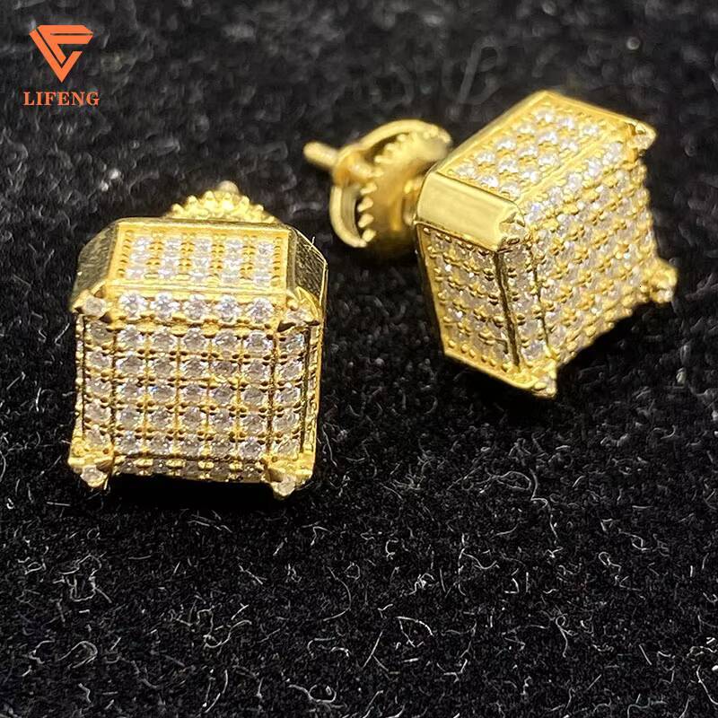 Best One D VVS Moissanite Diamond Earrings Fashion Men Women Beautiful Box 925 Sterling Silver Hip Hop Style Floral Pattern Gold
