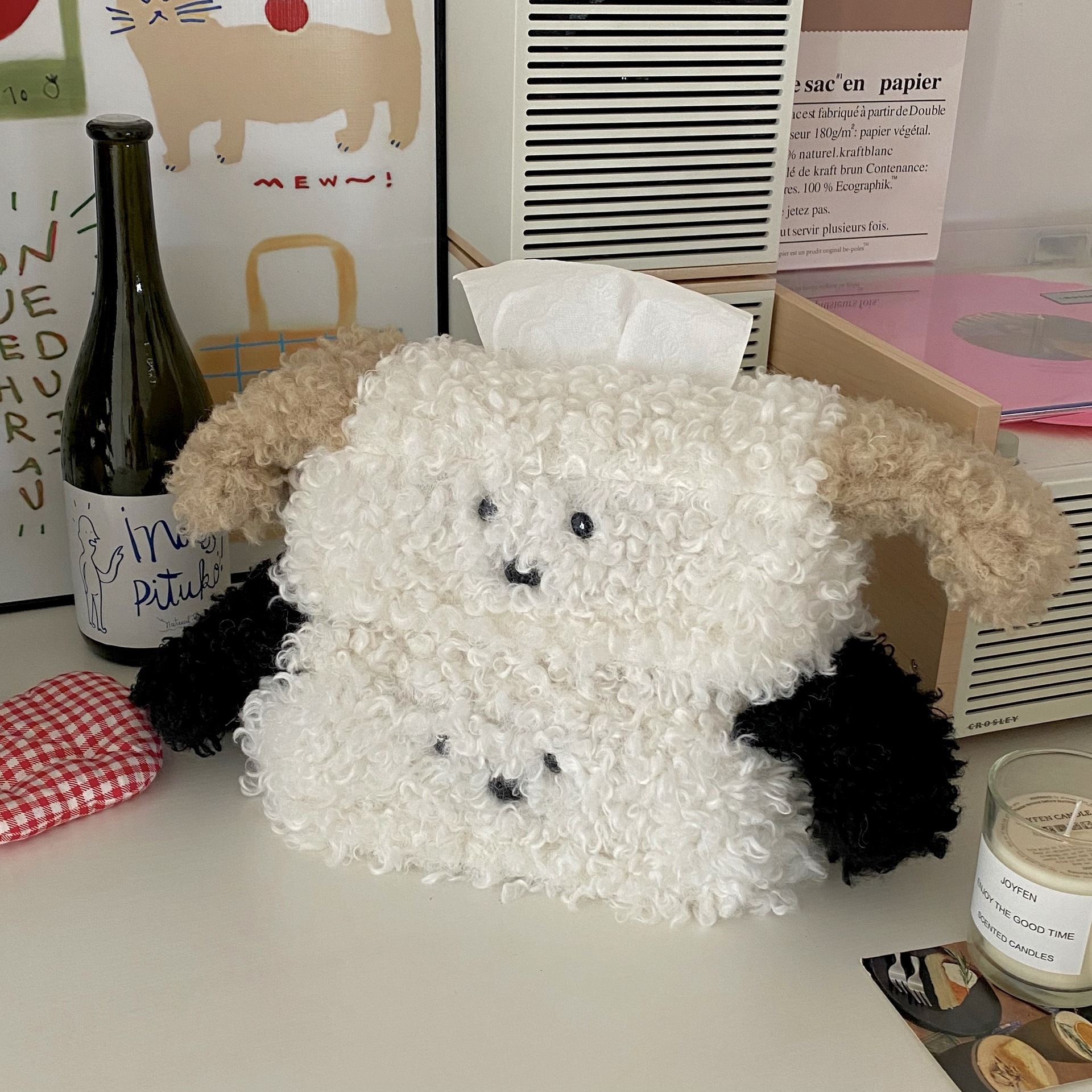 Tissue Box Ins Plush Puppy Creative Desktop Coffee Table Holder Home Living Room Car Storage Bag