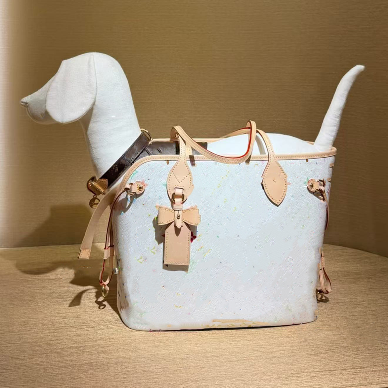 Pet Designer TM Neverwoof Dog Carrier Bag Multicolore Canvas Large Tote Dog Bag For Puppy Cat Handbags Leather Denim Casual Beach Bag Pet Travel Handbag