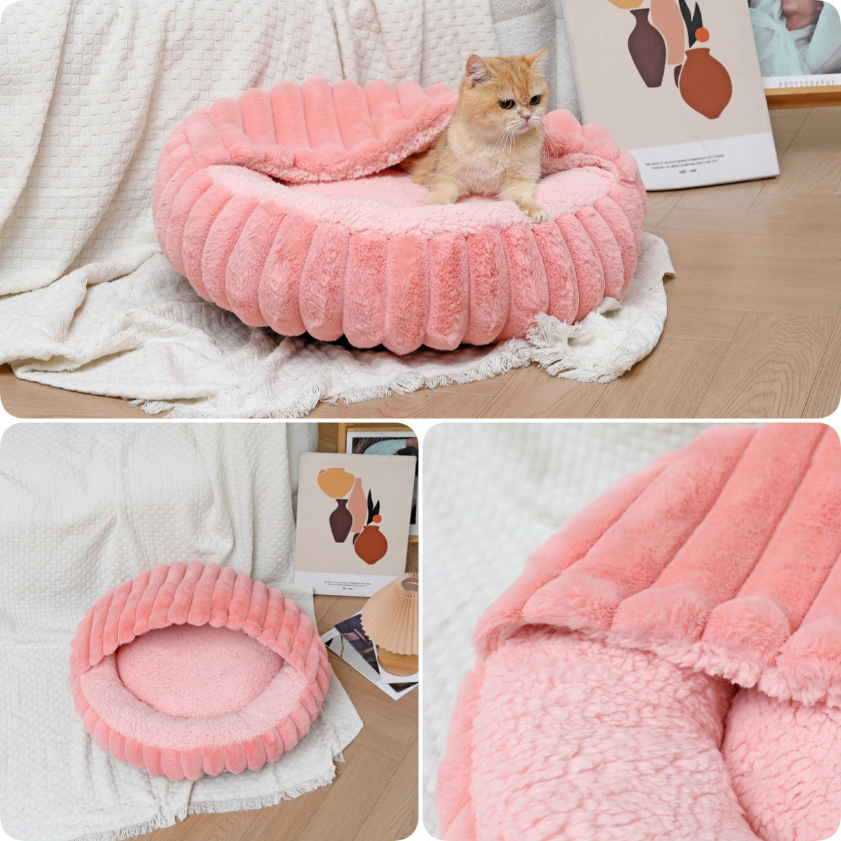 YL-38462 Customized Multi-Color New High-Quality Plush Dog and Cat Kennel with Built-in Blanket for Warmth