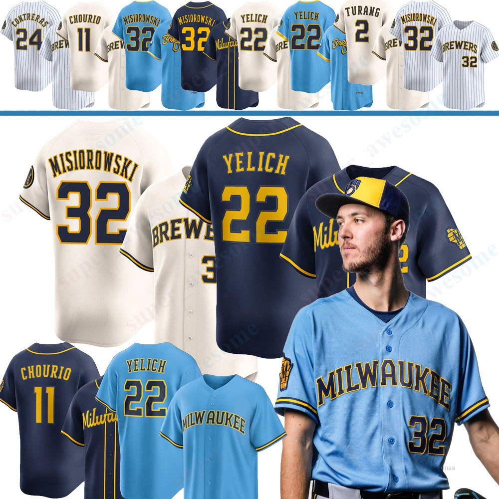 MilwaukeeS Brewers Baseball Jersey Jacob Misiorowski Christian Yelich Jackson Chourio William Contreras Brice Turang Sal Frelick Caleb Durbin Joey Ort