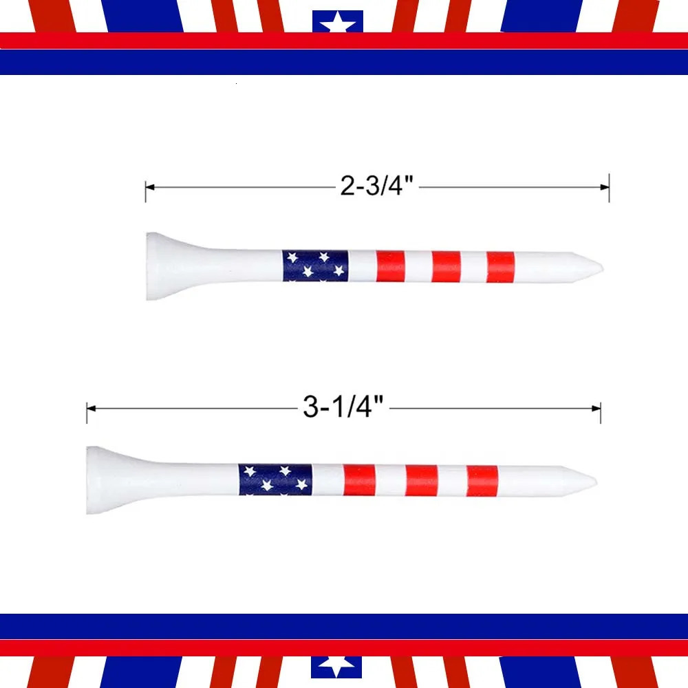 50 Pcs American Flag Style Durable Bamboo Golf Tees HighQuality LongDistance Hitting Professional Friction Reducing Tee 260408