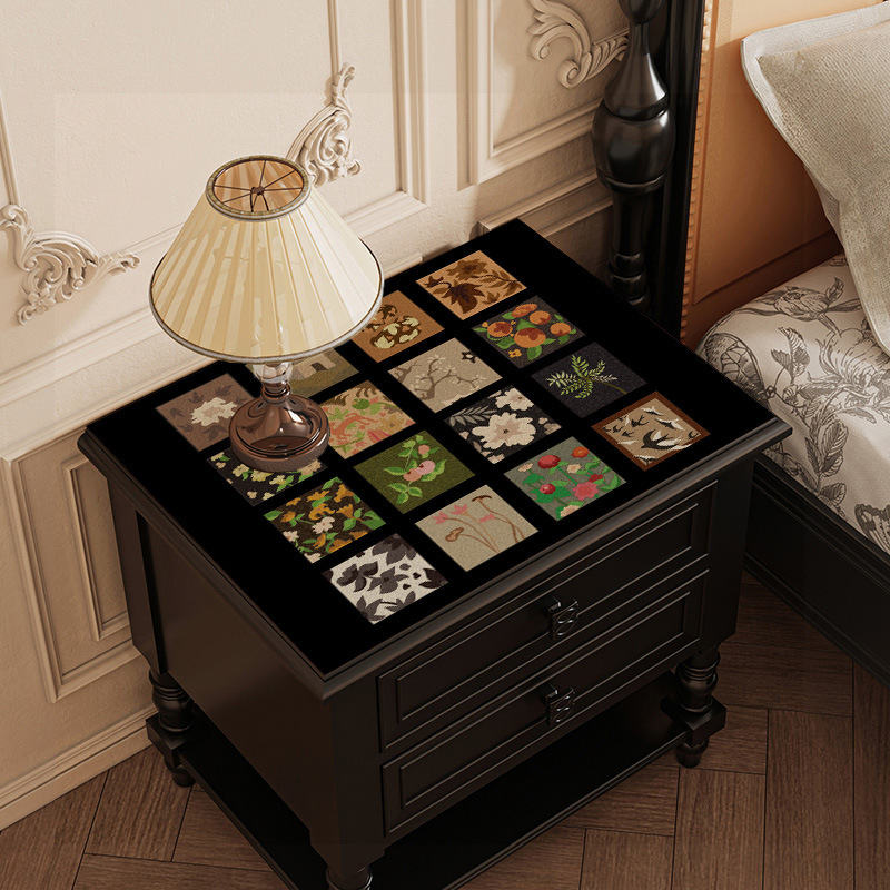 Table Mat Medieval Retro Window Pattern Vintage Style Bedside Table Protector High End Dustproof Waterproof Heat Resistant Leather Tablecloth Dust Cov