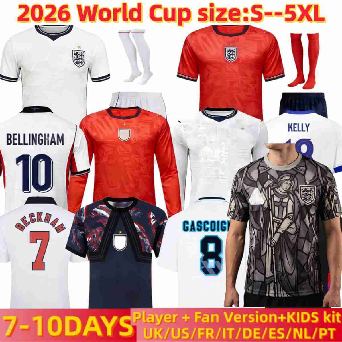 england 26 27 World Cup 2026 Soccer Jerseys retro football tops football shirt BELLINGHAM kits BECKHAM KANE SAKA RICE FODEN National Team Kids Kit mai