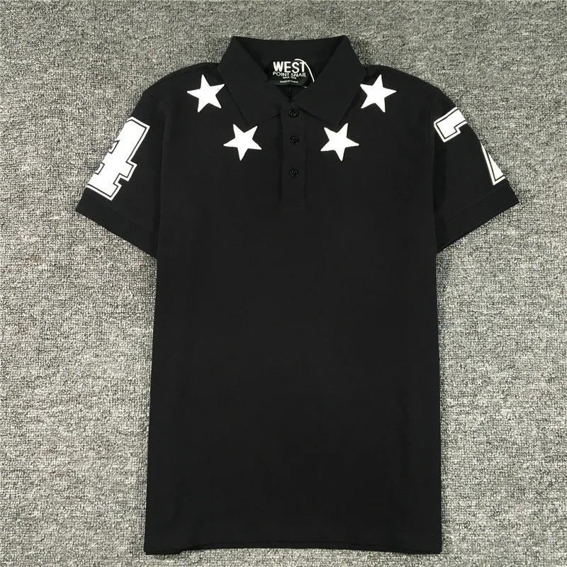High Novelty Embroidered 7 4 Stars Collar Cute crown Casual Polo Shirts Shirt Skateboard Cotton Polos Top Tee 046 260409