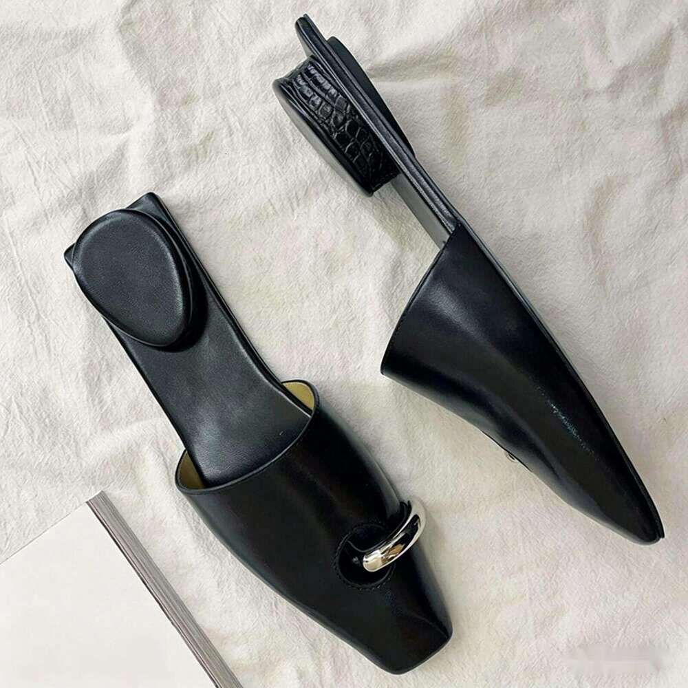 Black Metal ring Slide Sandals | Stylish Open Toe Mule Slippers 2024 dh911125171