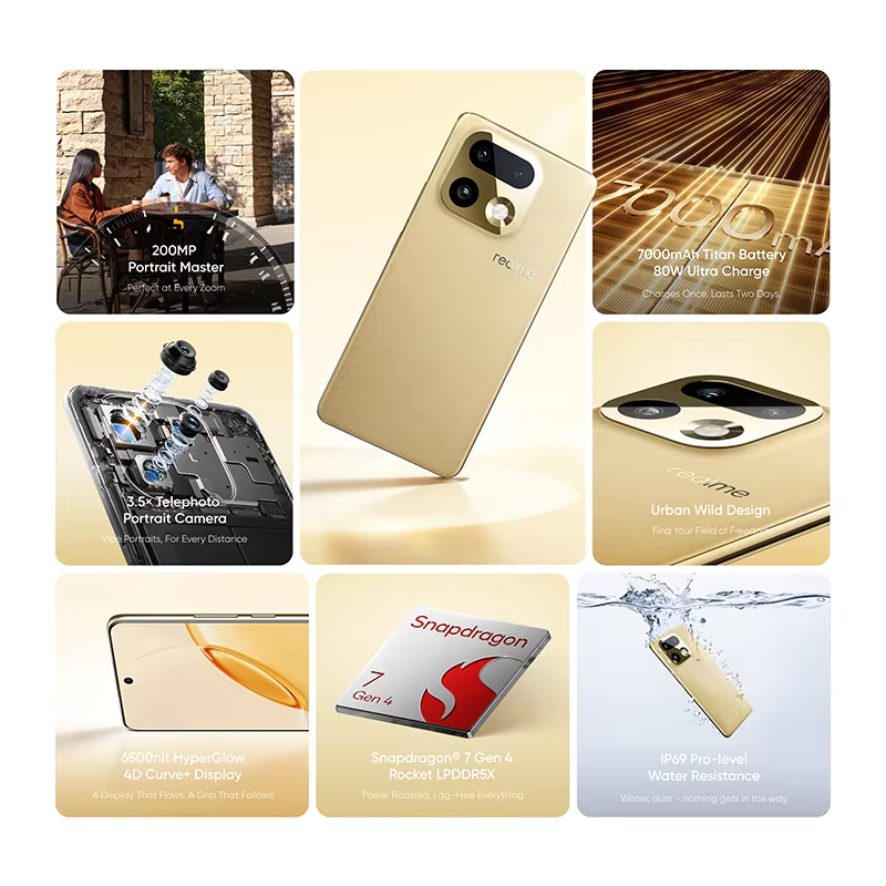 Realme 16 Pro Plus Smartphone NFC Snapdragon 7 Gen 4 Chipset 7000mAh Battery 200MP Camera 6.8" 144Hz