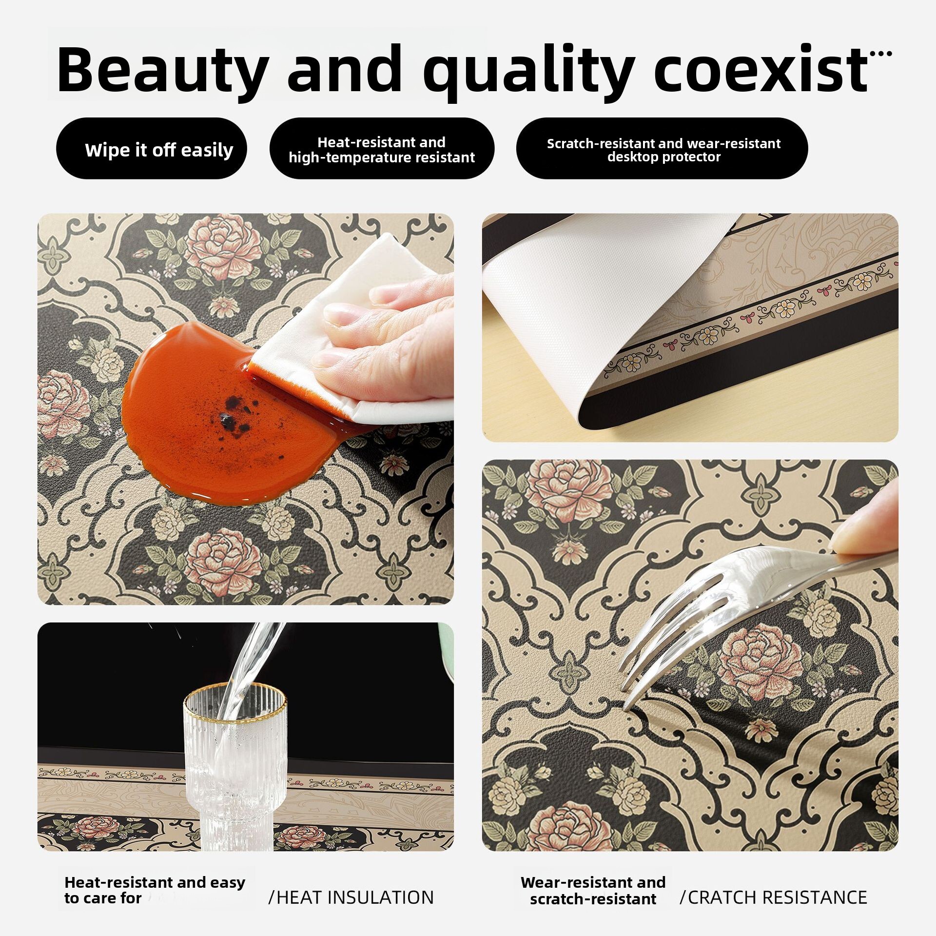 Table Mat Bedroom Nightstand Protective Mat Luxurious High End Waterproof Oil Resistant Wash Free Home Leather Tablecloth