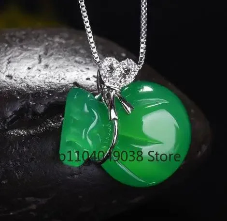 Genuine Myanmar Grade A Jadeite Burma Green Jade Money Bag Pendant Necklace Women Healing Gemstone Fine Jewelry Ladies Gifts 260408