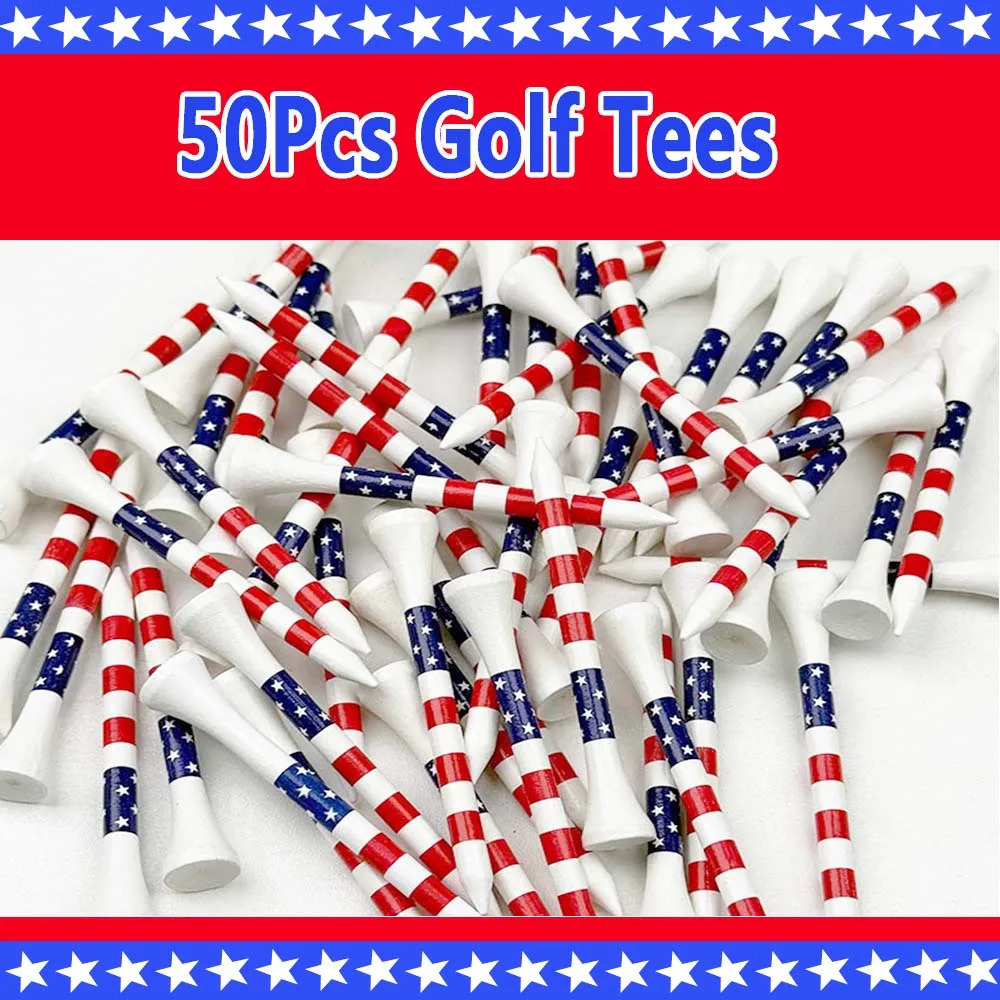 50 Pcs American Flag Style Durable Bamboo Golf Tees HighQuality LongDistance Hitting Professional Friction Reducing Tee 260408