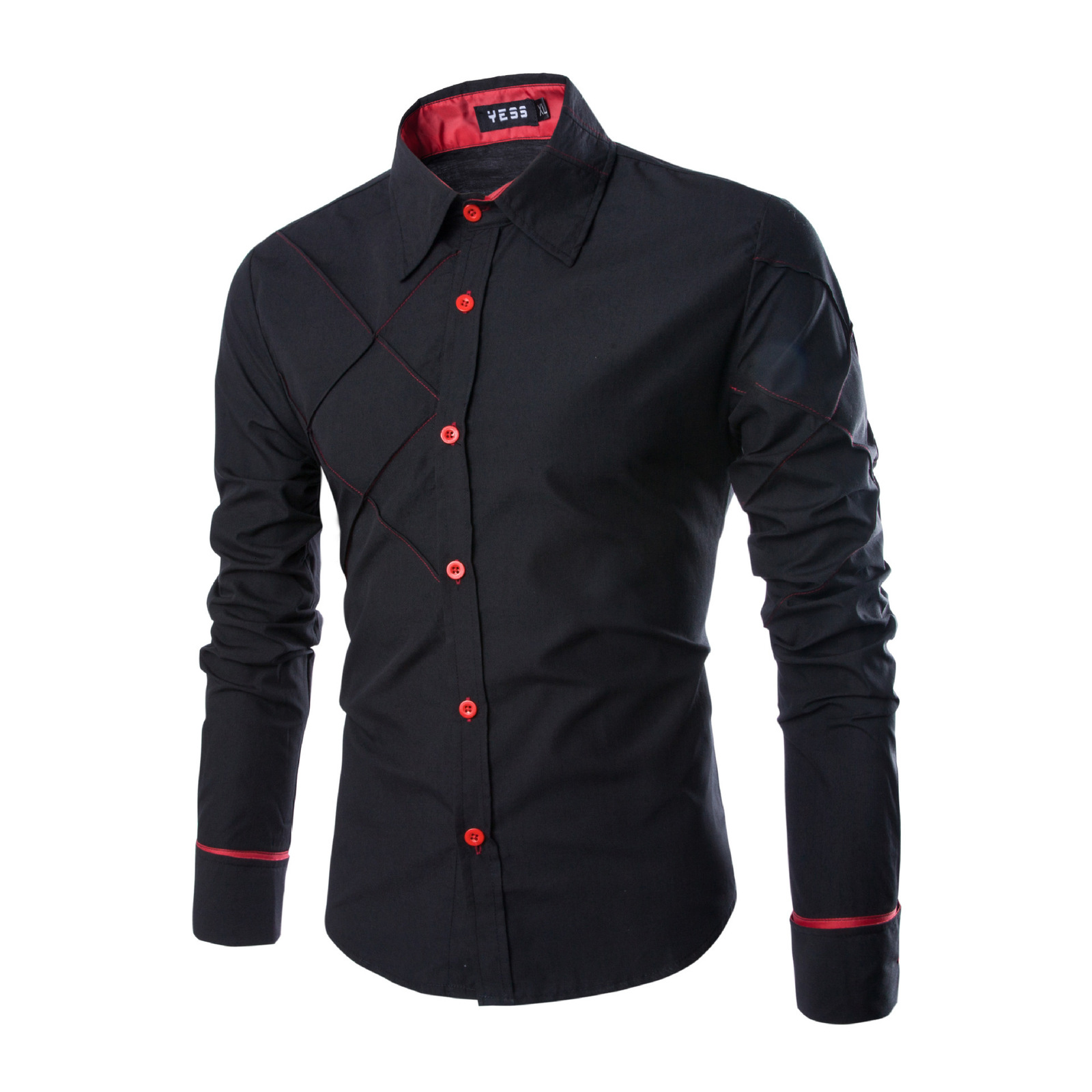 Hot-selling mens long-sleeved shirt grid line design casual shirt color 240827 ww