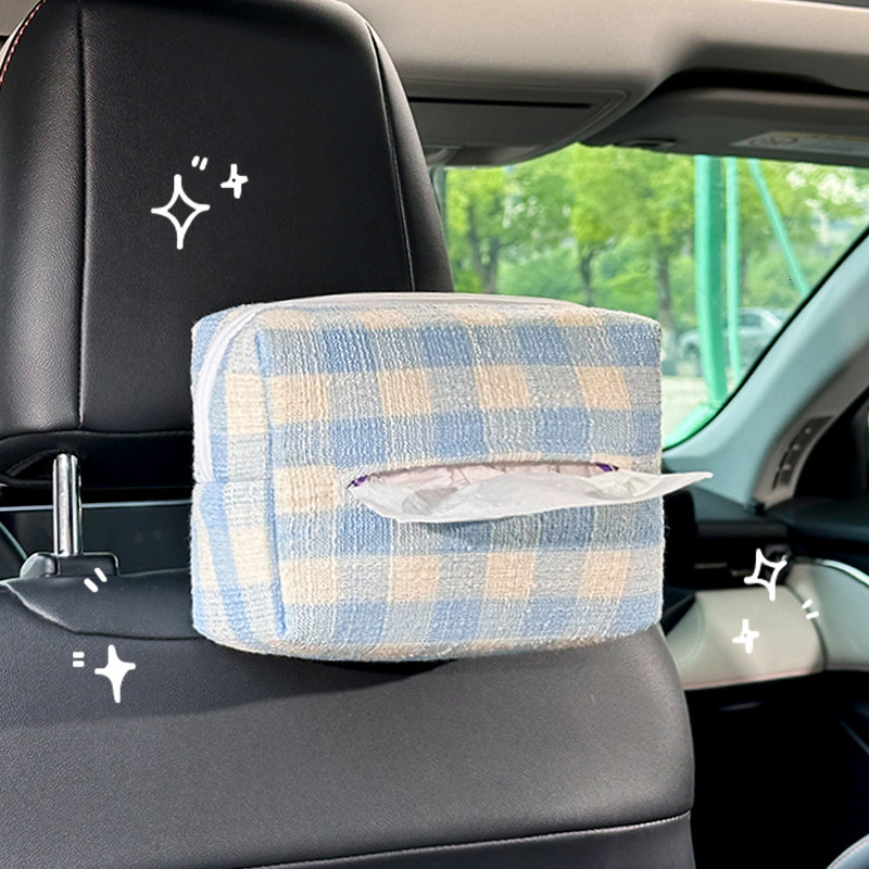 Tissue Bag Black White Striped Plaid British Style Creative Fabric Car Hanging Box Multifunctional High End Storage
