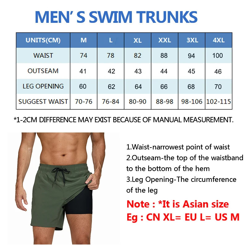 ESCATCH 2026 Mens Swimming Trunks with Compression Liner 2 in 1 Quick-Dry Gym Sports Shorts Swim Shorts with Zipper Pockets 260408