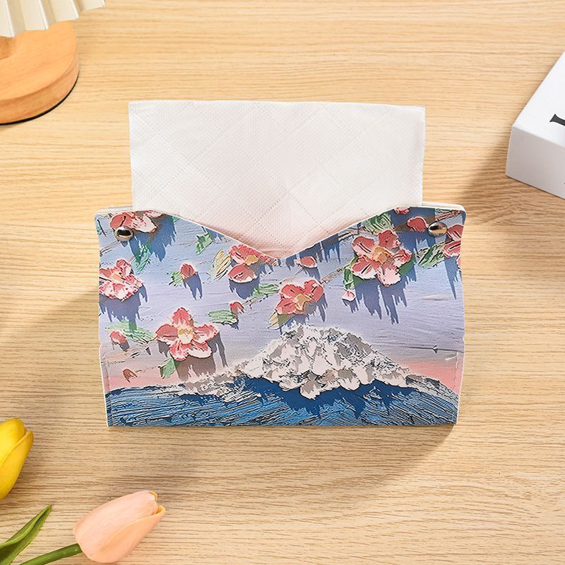 Tissue Box Van Gogh Oil Painting Rose Luxury Style Home Living Room Bathroom Car Mounted Creative Storage