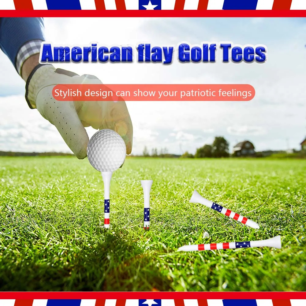 50 Pcs American Flag Style Durable Bamboo Golf Tees HighQuality LongDistance Hitting Professional Friction Reducing Tee 260408