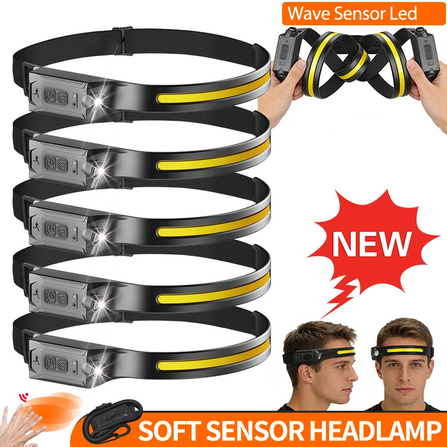 Sensor LED Headlamp USB Rechargeable Head Torch 5mode Lighting Headlight Flashlight Running Light Camping Emergency Lamp 260408