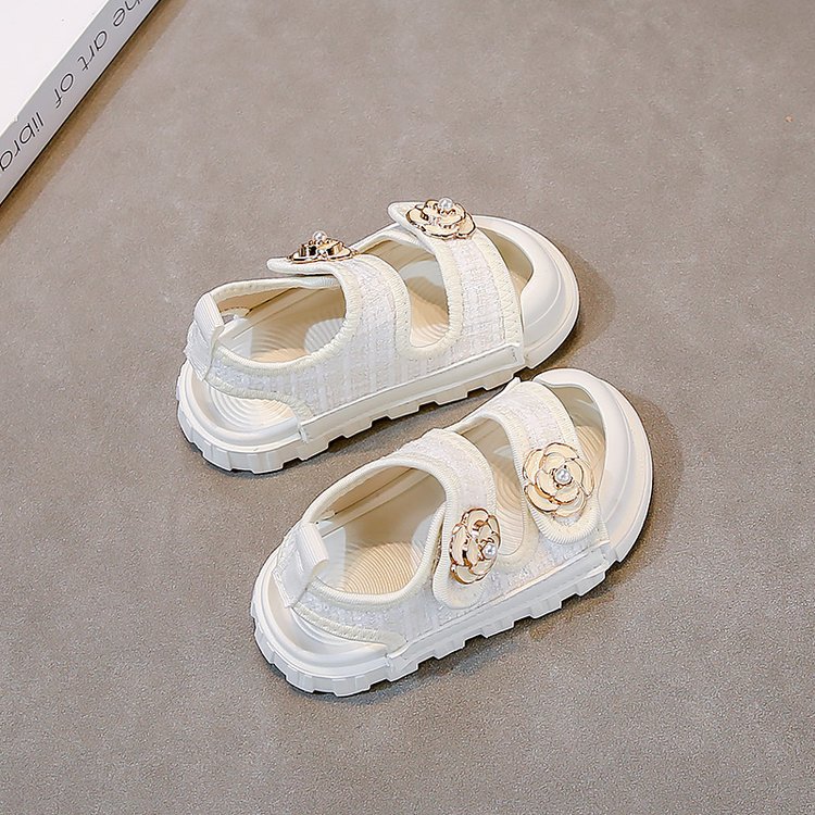Kids Fashion Sandals for Girls Flower Decor Open-Toe Summer Shoes Youth Anti-Slip Casual Beach Sandals daily wear Free shipping