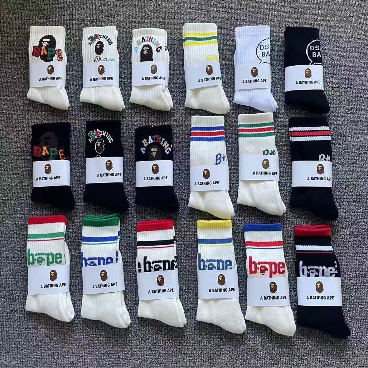baps socks shark socks designer mens sock classic embroidered high tube paris style cotton autumn and winter towel bottom men women skateboard stockings