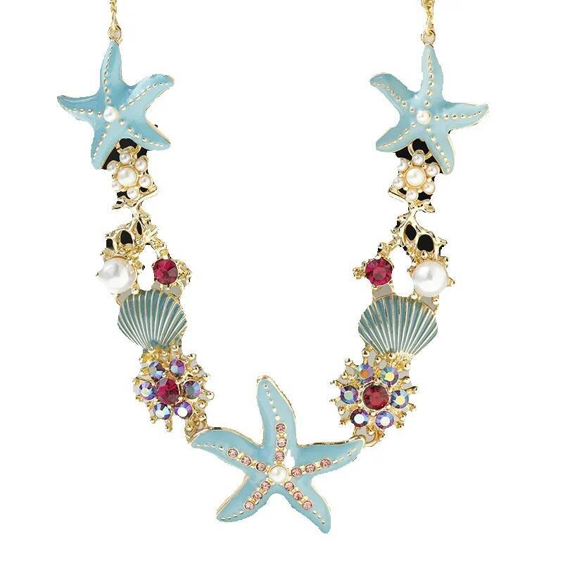 Beach Party! Creative Necklace Starfish Shell Coral Bracelet Design Sense Fashion Personality Set ddmythur