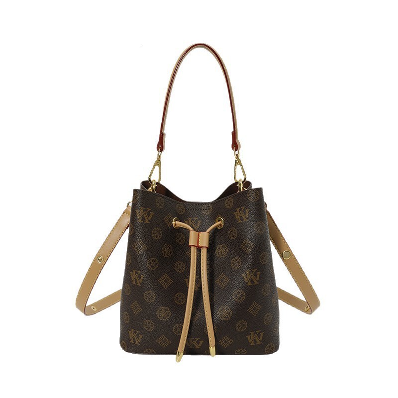 European American Fashion Bucket for Women, New Autumn and Winter High-Quality Textured Printed Women's Bag, Super Popular Single Shoulder Crossb