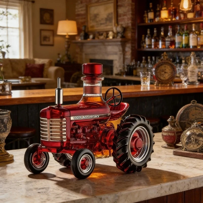 Creative Tractor Shape Glass Whiskey Decanter with Horse Lid Novelty Farm Style Liquor Dispenser Bar Tool Gift for Whiskey 260408
