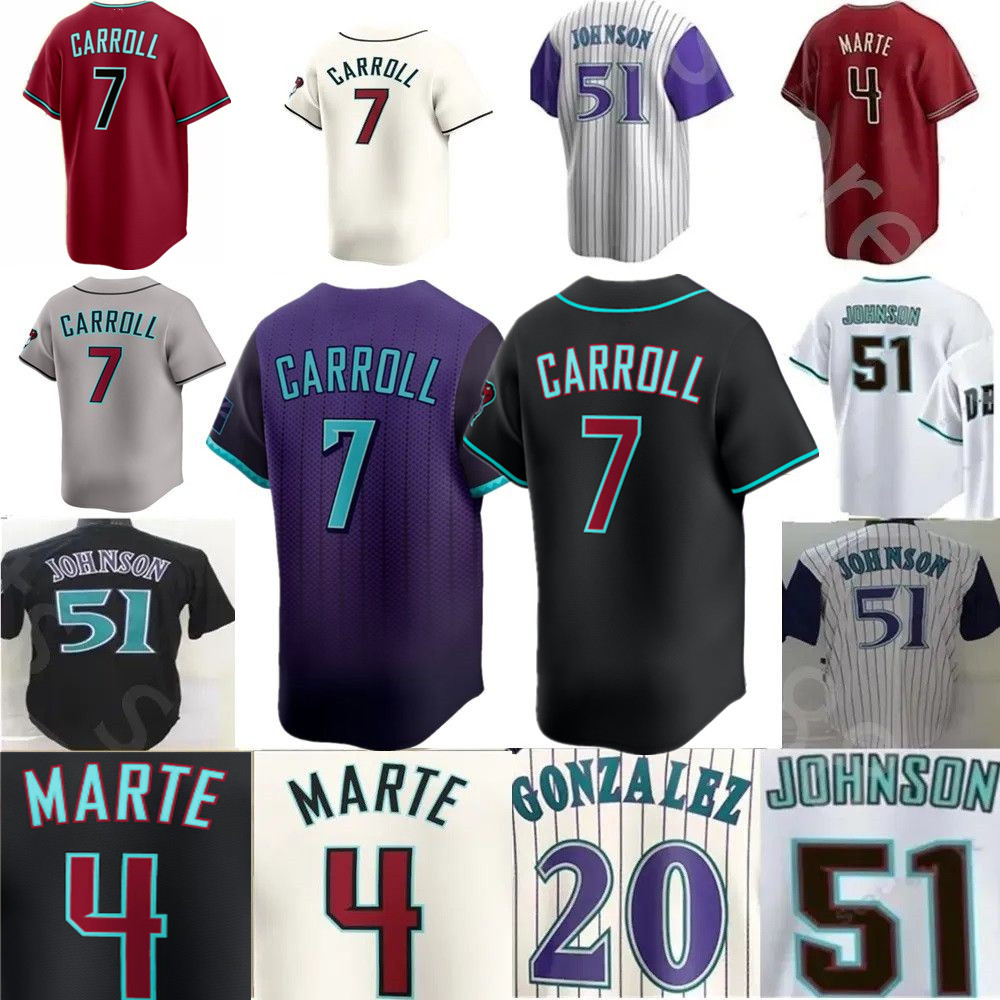 Custom S-4XL 51 Johnson carroll Barrosa 53 Walker 38 Baragar 20 Gonzalez men women youth Diamondbacks baseball jersey