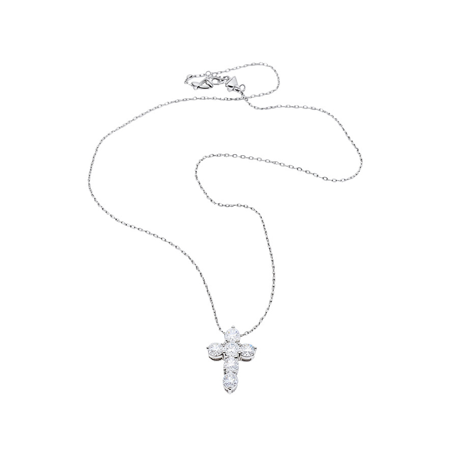 Luxury Double-Layer Cross Zircon for Women, High-End Niche Design, Vintage Layered Clavicle Chain Pendant Necklace - view 9
