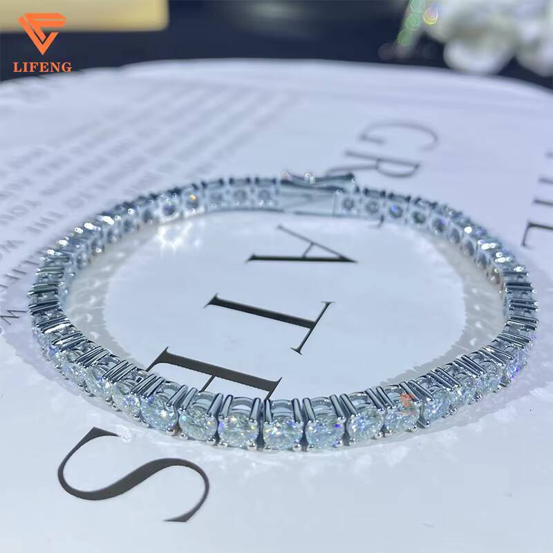 White Gold Plated 925 Silver Designer Bracelet 3mm 4mm VVS Moisssanite Diamond Tennis Chain Bracelet Fine Jewelry Charm Bracelet
