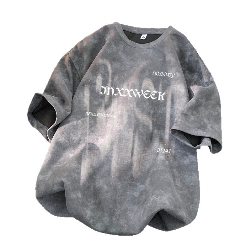Luxury Brand Designer Clothes Summer Trendy American Style Heavyweight Pure Cotton Short Sleeve T-Shirt For Men Loose Fit Large Size Half Sleeve Washe